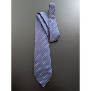 Marco Polo Venizia Tie Necktie Vintage Italian Silk Italy Made Blue Striped